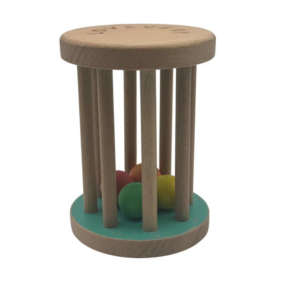 Lovevery Wooden Baby Rattle Rolling Toy Cylinder Color Balls Montessori Infant P